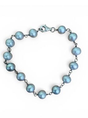 Genuine Grey Pearl Bracelet by IPS (Imperial Pearl Syndicate) Silver 925 7.75”